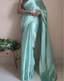 Jazzy Mint Green 1 Minute Ready To Wear Satin Silk Saree With Handmade Tassels