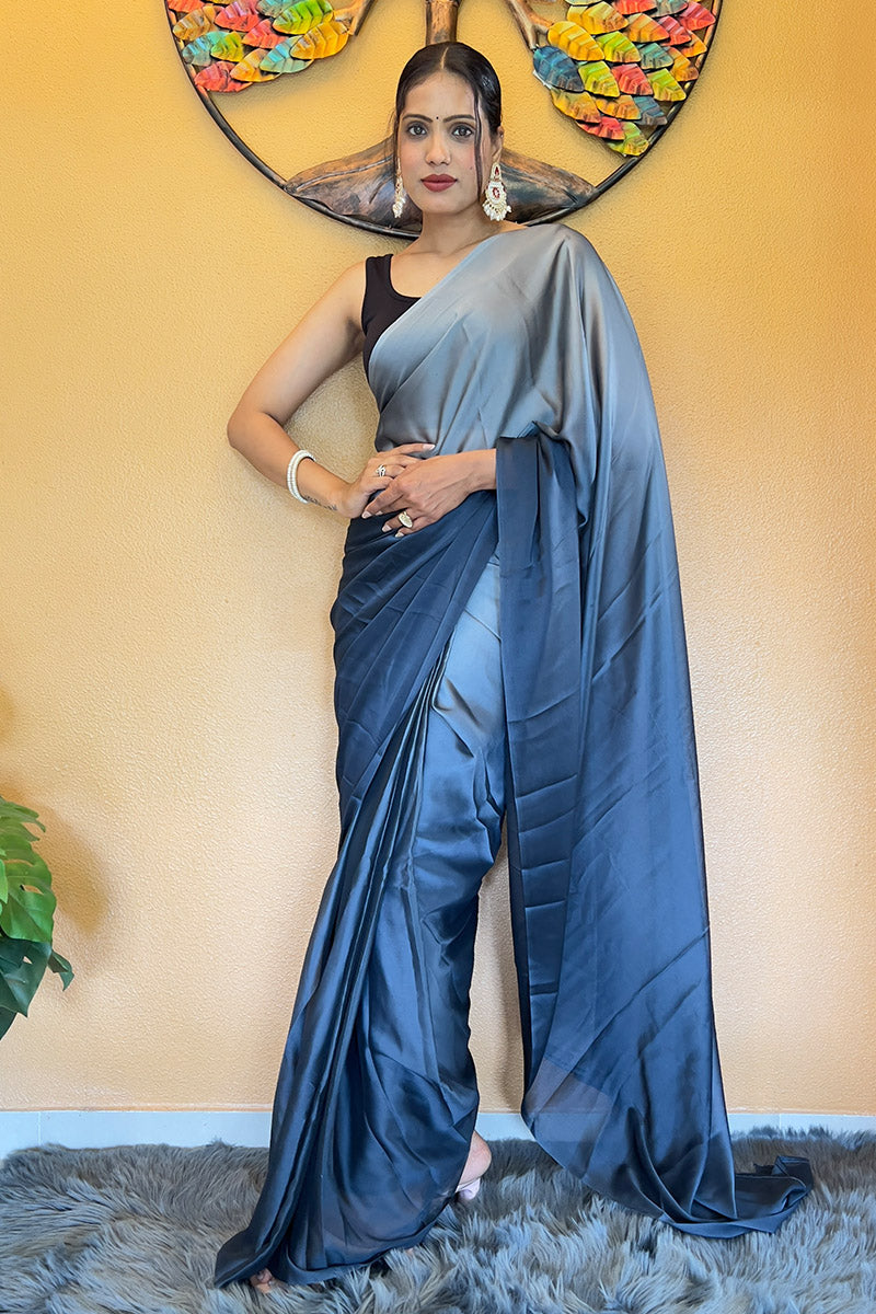 Flameboyant Blue 1 Minute Ready To Wear Georgette Saree