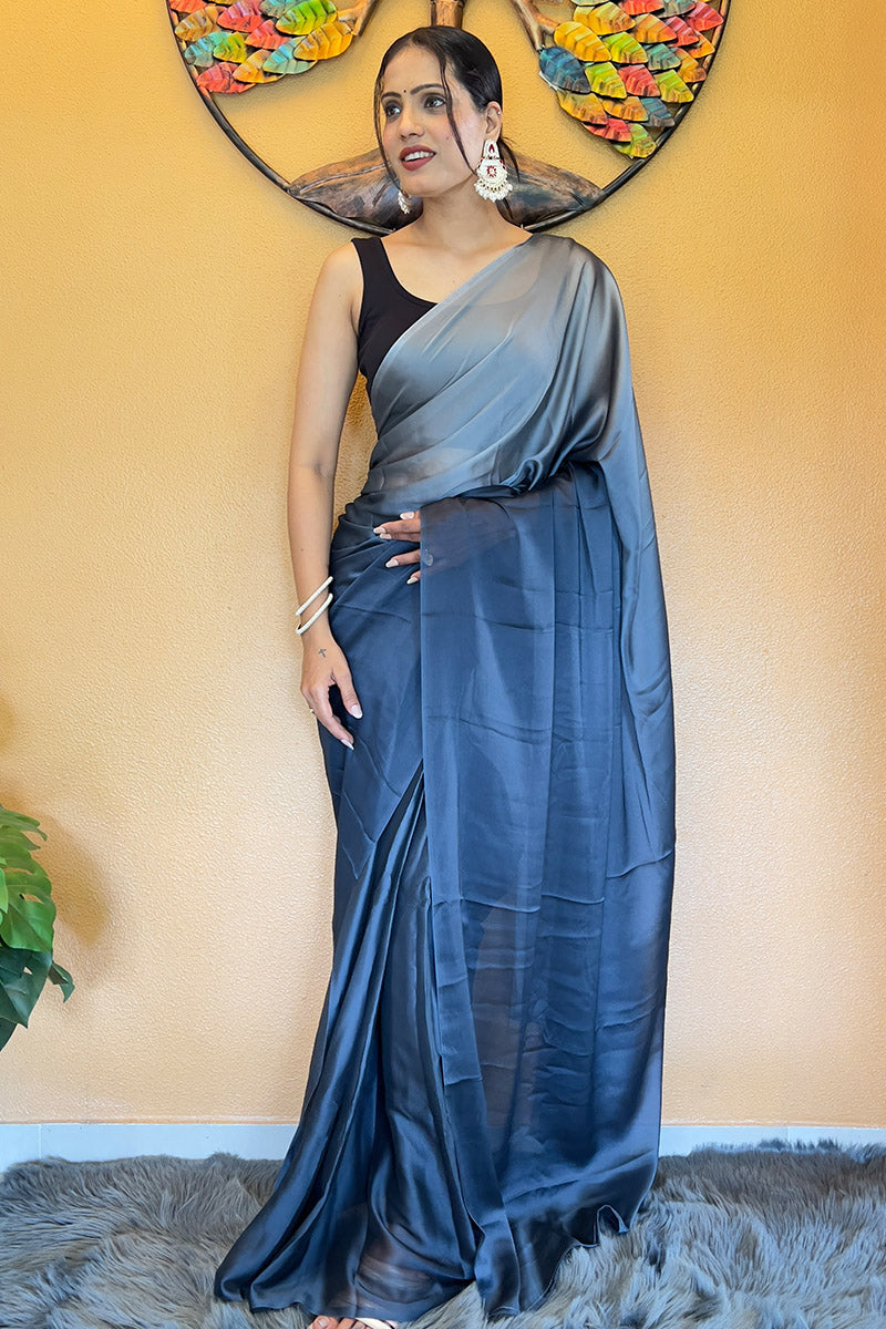 Flameboyant Blue 1 Minute Ready To Wear Georgette Saree