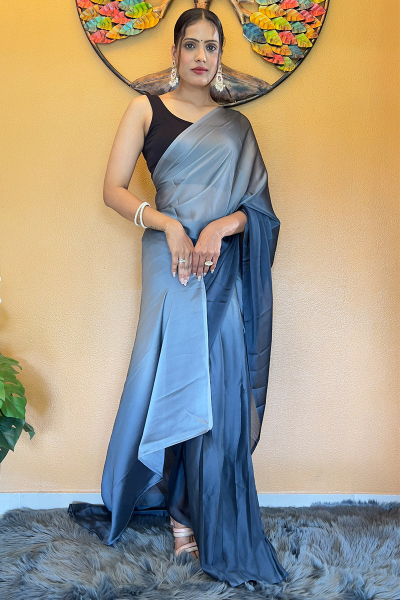 Flameboyant Blue 1 Minute Ready To Wear Georgette Saree