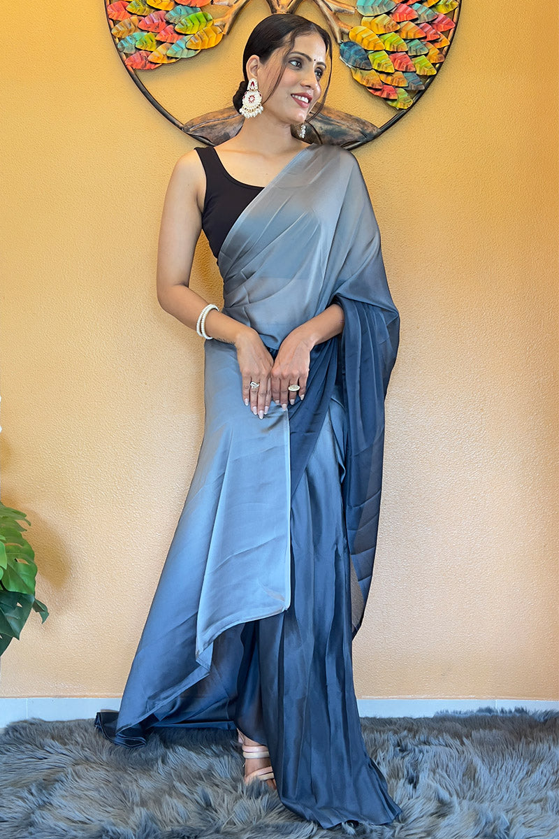 Flameboyant Blue 1 Minute Ready To Wear Georgette Saree