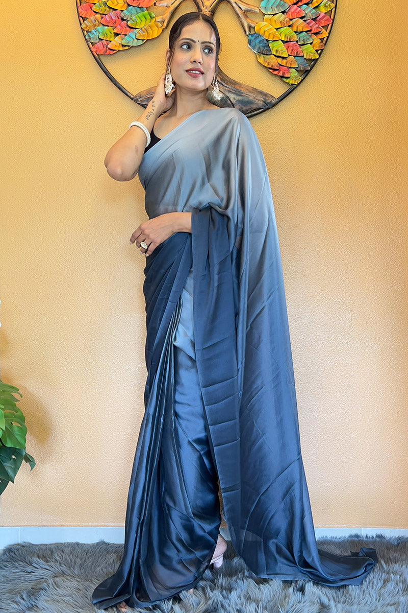 Flameboyant Blue 1 Minute Ready To Wear Georgette Saree