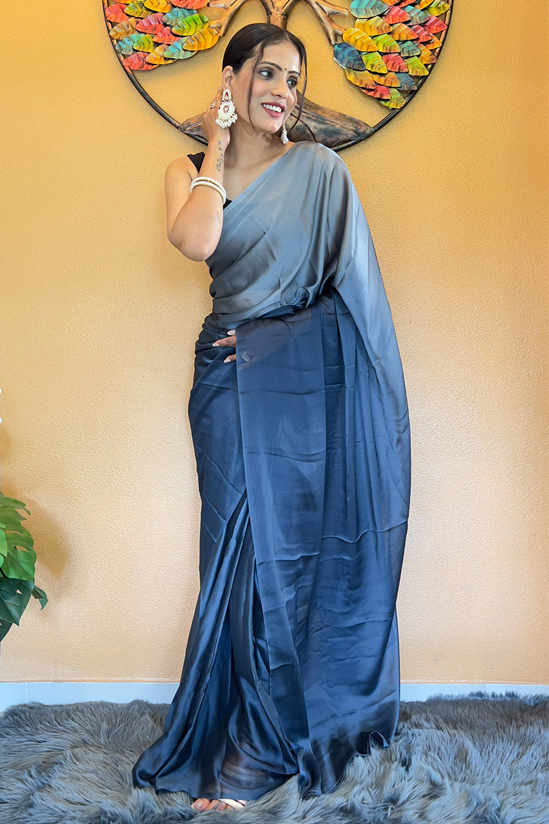 Flameboyant Blue 1 Minute Ready To Wear Georgette Saree