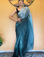 Gorgeous Bottle Green 1 Minute Ready To Wear Georgette Saree