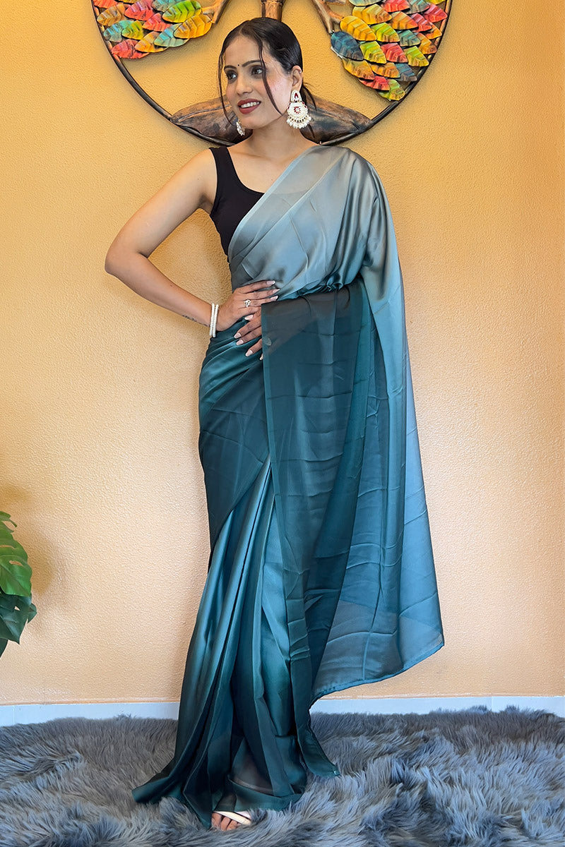 Gorgeous Bottle Green 1 Minute Ready To Wear Georgette Saree