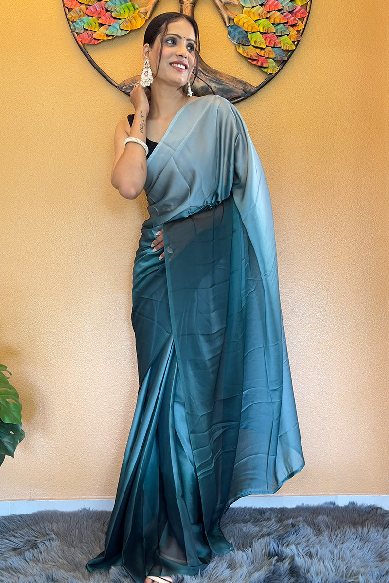 Gorgeous Bottle Green 1 Minute Ready To Wear Georgette Saree