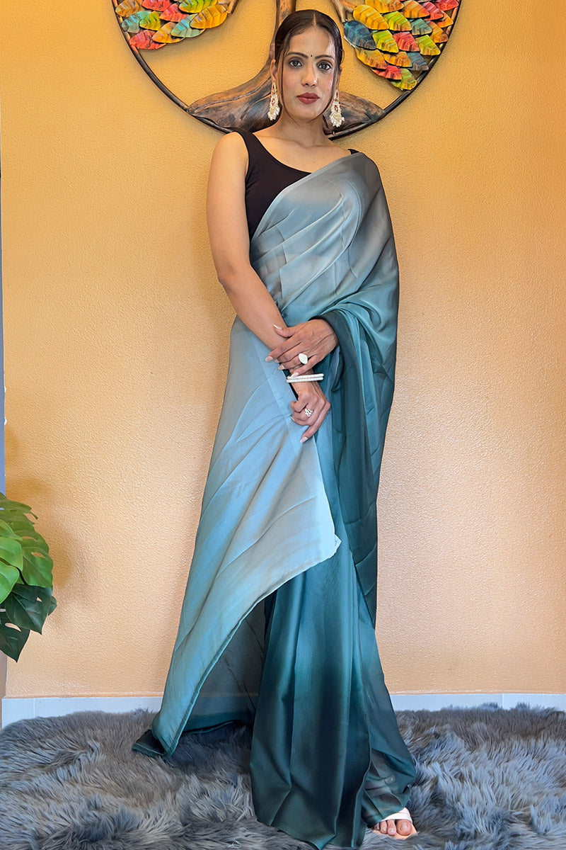 Gorgeous Bottle Green 1 Minute Ready To Wear Georgette Saree