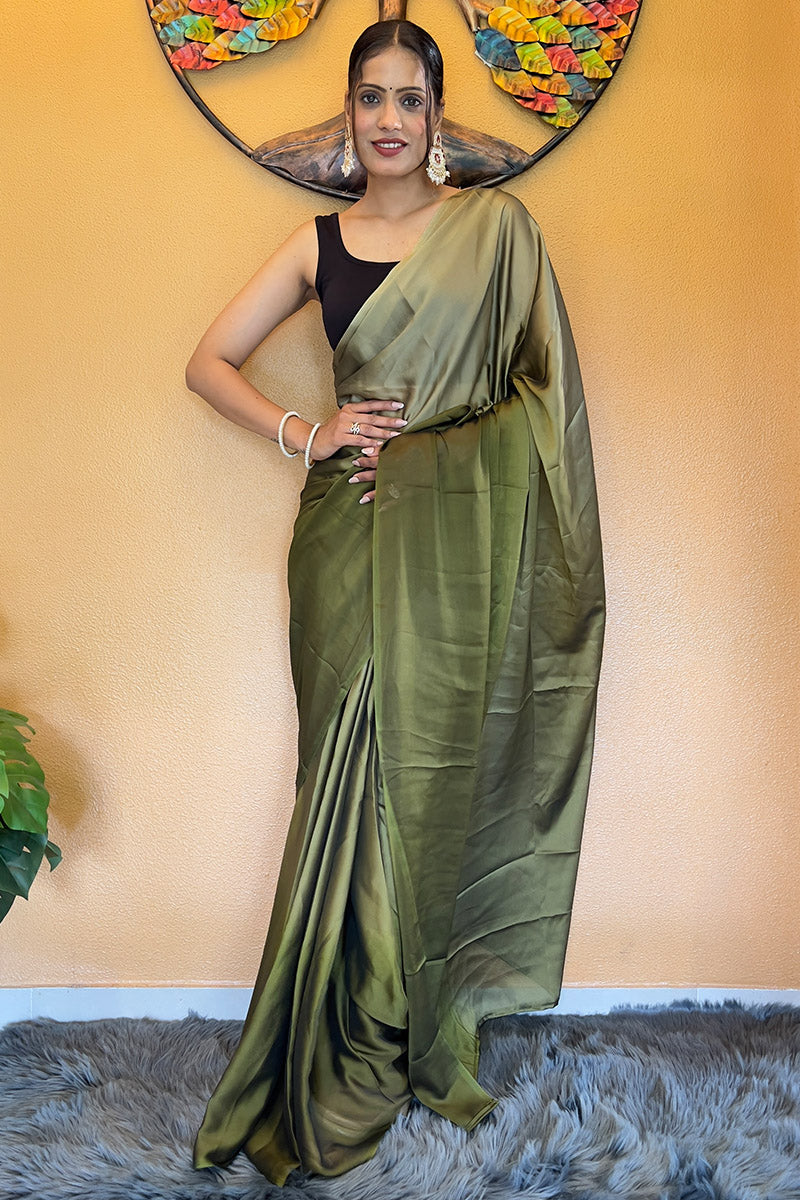 Incomparable Green 1 Minute Ready To Wear Georgette Saree