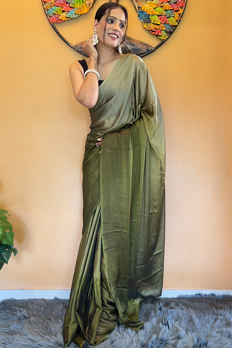 Incomparable Green 1 Minute Ready To Wear Georgette Saree