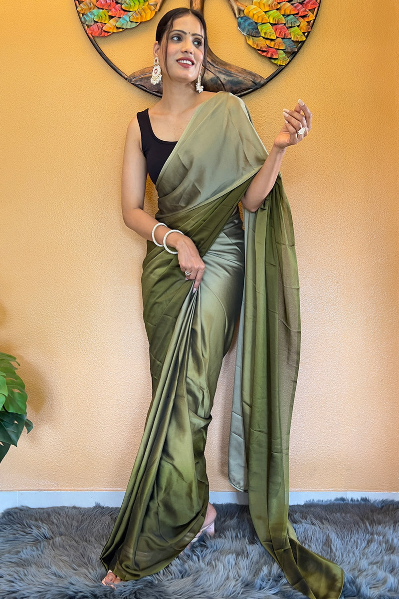 Incomparable Green 1 Minute Ready To Wear Georgette Saree