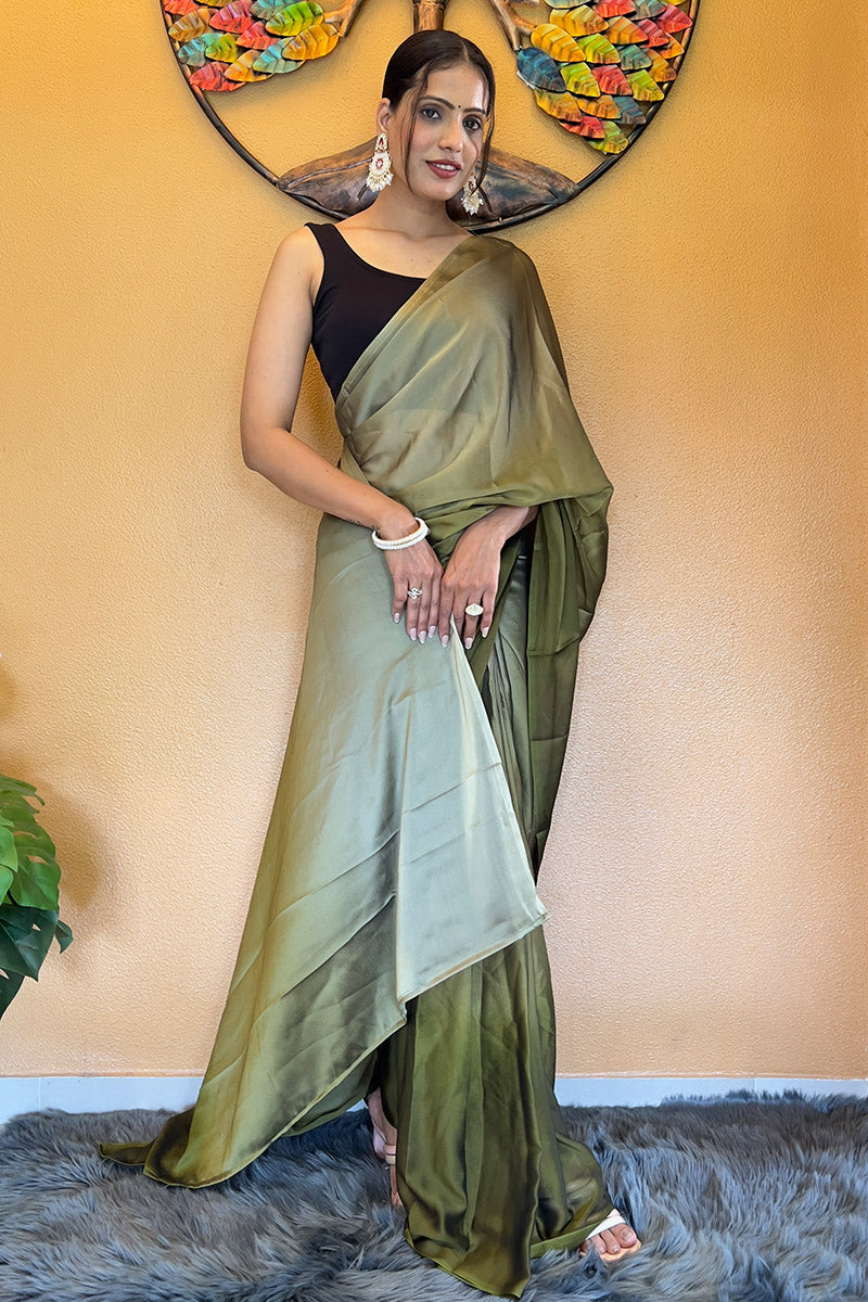 Incomparable Green 1 Minute Ready To Wear Georgette Saree
