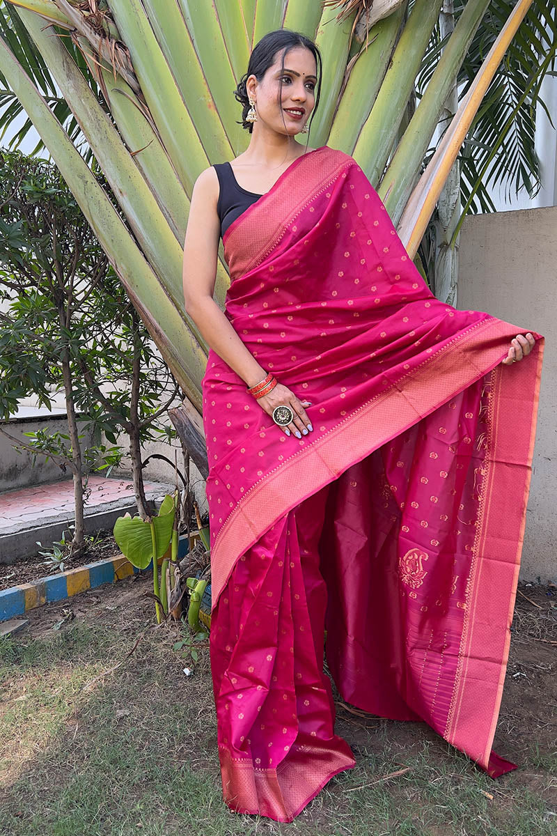 Marvellous Pink 1 Minute Ready To Wear Soft Silk Saree