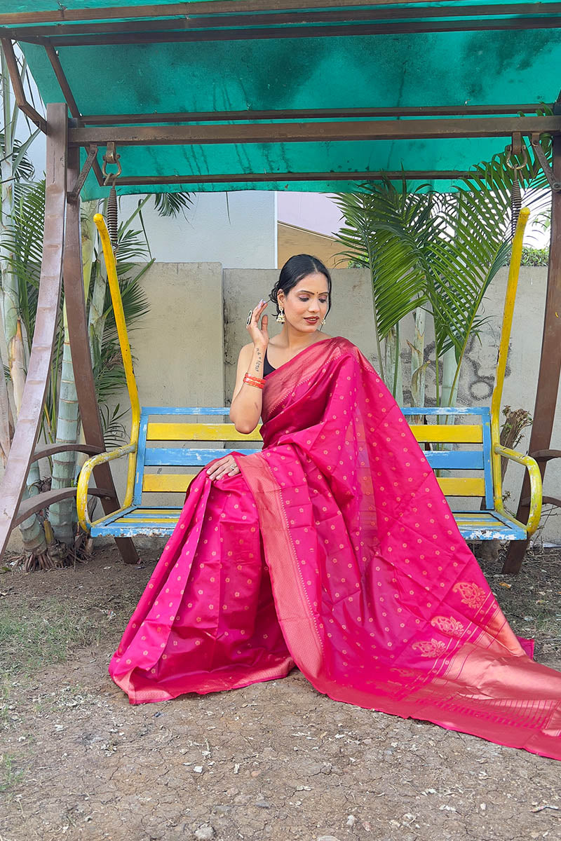 Marvellous Pink 1 Minute Ready To Wear Soft Silk Saree