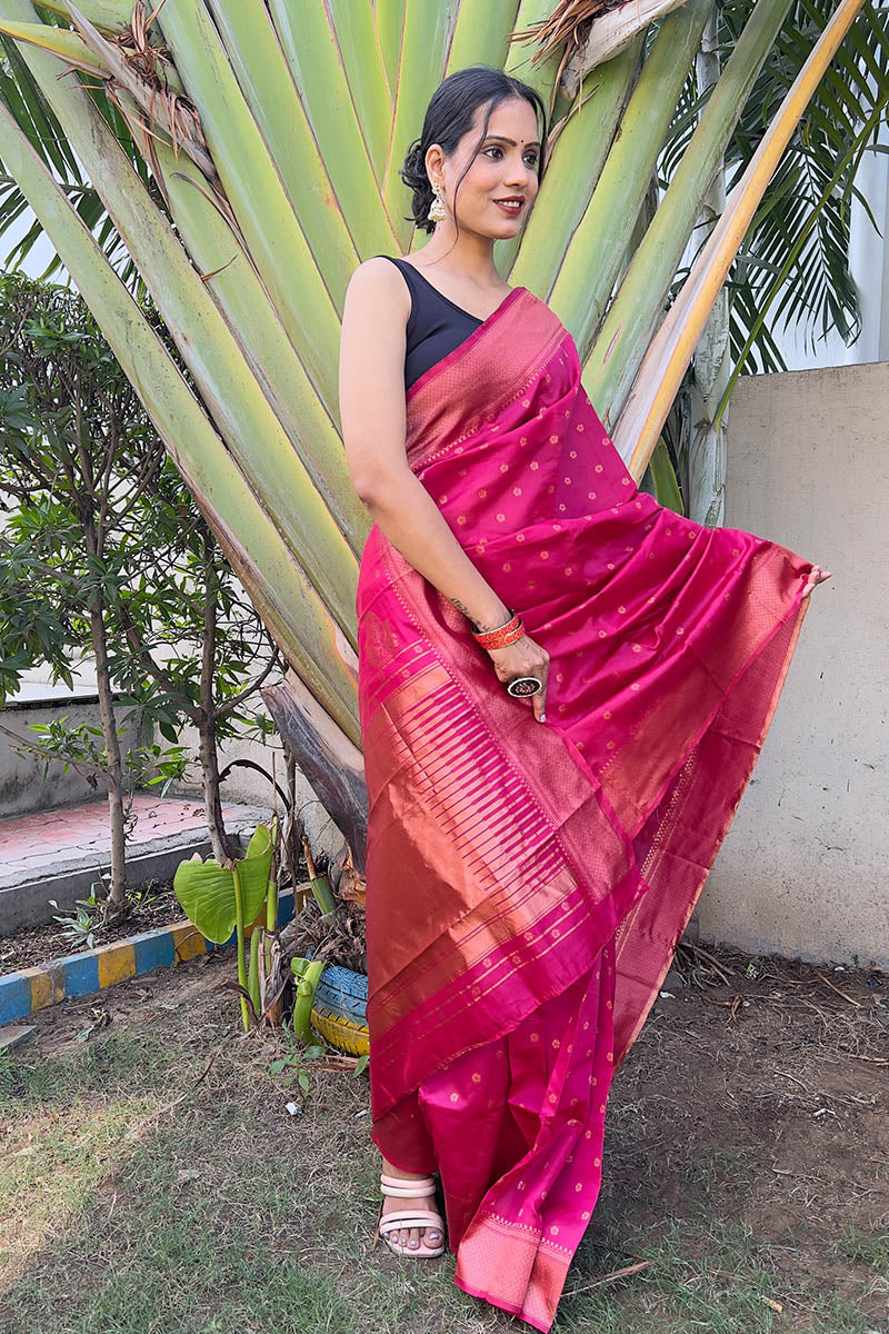 Marvellous Pink 1 Minute Ready To Wear Soft Silk Saree