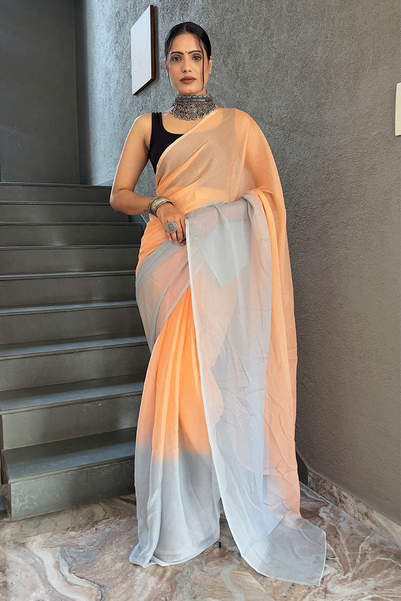 Seraglio Orange 1-Minute Ready To Wear  Georgette Saree