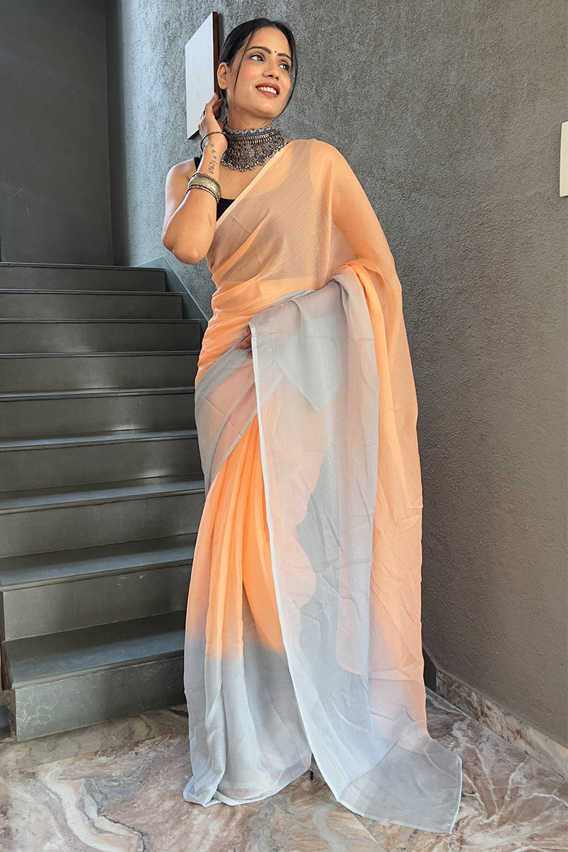 Seraglio Orange 1-Minute Ready To Wear  Georgette Saree