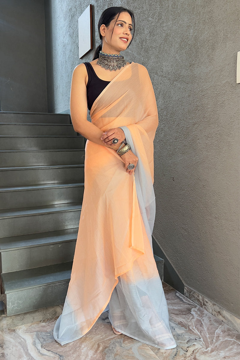 Seraglio Orange 1-Minute Ready To Wear  Georgette Saree