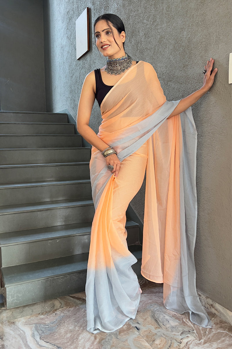 Seraglio Orange 1-Minute Ready To Wear  Georgette Saree