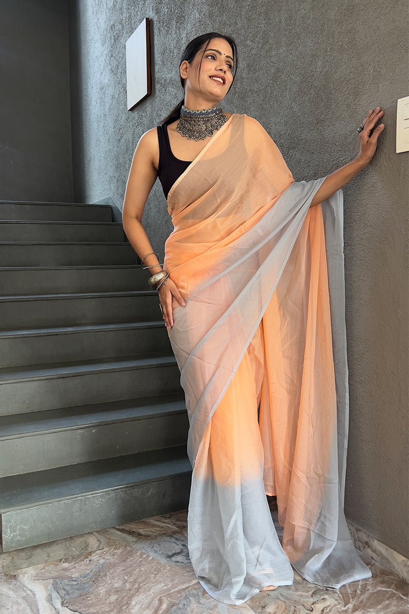 Seraglio Orange 1-Minute Ready To Wear  Georgette Saree