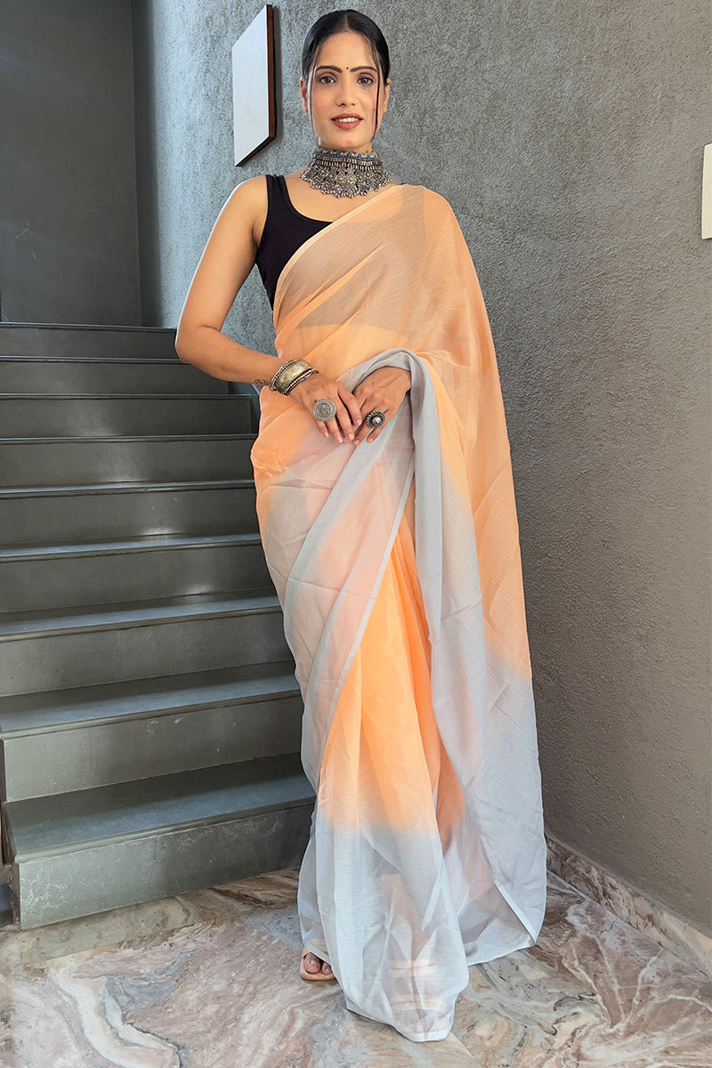 Seraglio Orange 1-Minute Ready To Wear  Georgette Saree