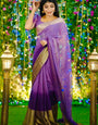 Blissful Lavender 1 Minute Ready To Wear 3D Shaded Colors Chiffon Silk Saree