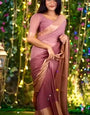 Demanding Peach 1 Minute Ready To Wear 3D Shaded Colors Chiffon Silk Saree