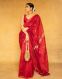 Sensational Red Cotton Silk Saree With Tremendous Blouse Piece