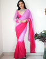 Intricate 1-Minute Ready To Wear Lavender Georgette Saree