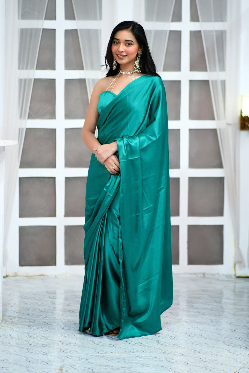 Splendiferous 1 Minute Ready To Wear Rama Japan Satin Silk Saree