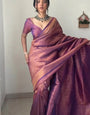 Smashing 1-Minute Ready To Wear Purple Kanjivaram Silk Saree