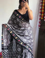 Staring 1-Minute Ready To Wear Grey Cotton Saree