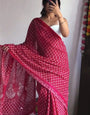 Invaluable 1-Minute Ready To Wear Dark Pink Cotton Saree