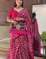 Angelic 1-Minute Ready To Wear Dark Pink Cotton Saree