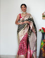 1 Minute Ready To Wear Black and Pink Color Soft Silk Saree