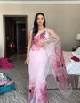 Gleaming 1-Minute Ready To Wear Baby Pink Organza Silk Saree