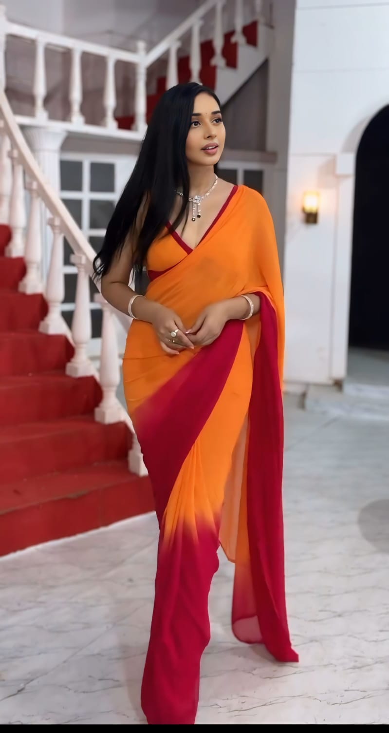 Demure 1 Minute Ready To Wear Multi Color Georgette Silk Saree