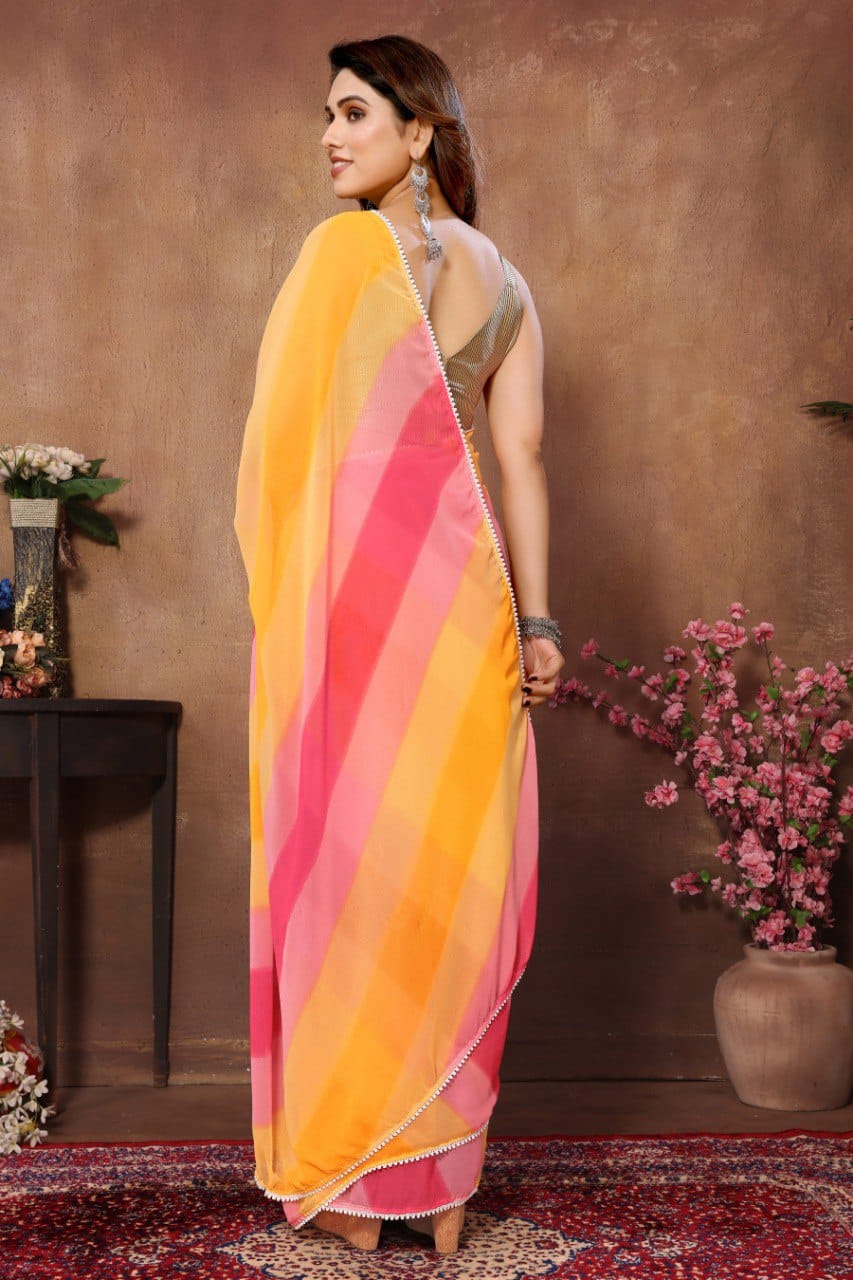 Twirling 1 Minute Ready To Wear Multi Color Georgette Silk Saree