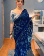 Palimpsest 1-Minute Ready To Wear Blue Cotton Saree