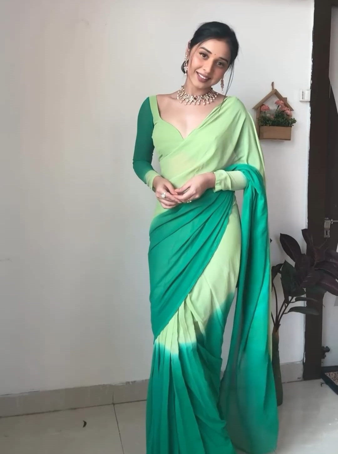 Epiphany 1-Minute Ready To Wear Multi Color Georgette Saree