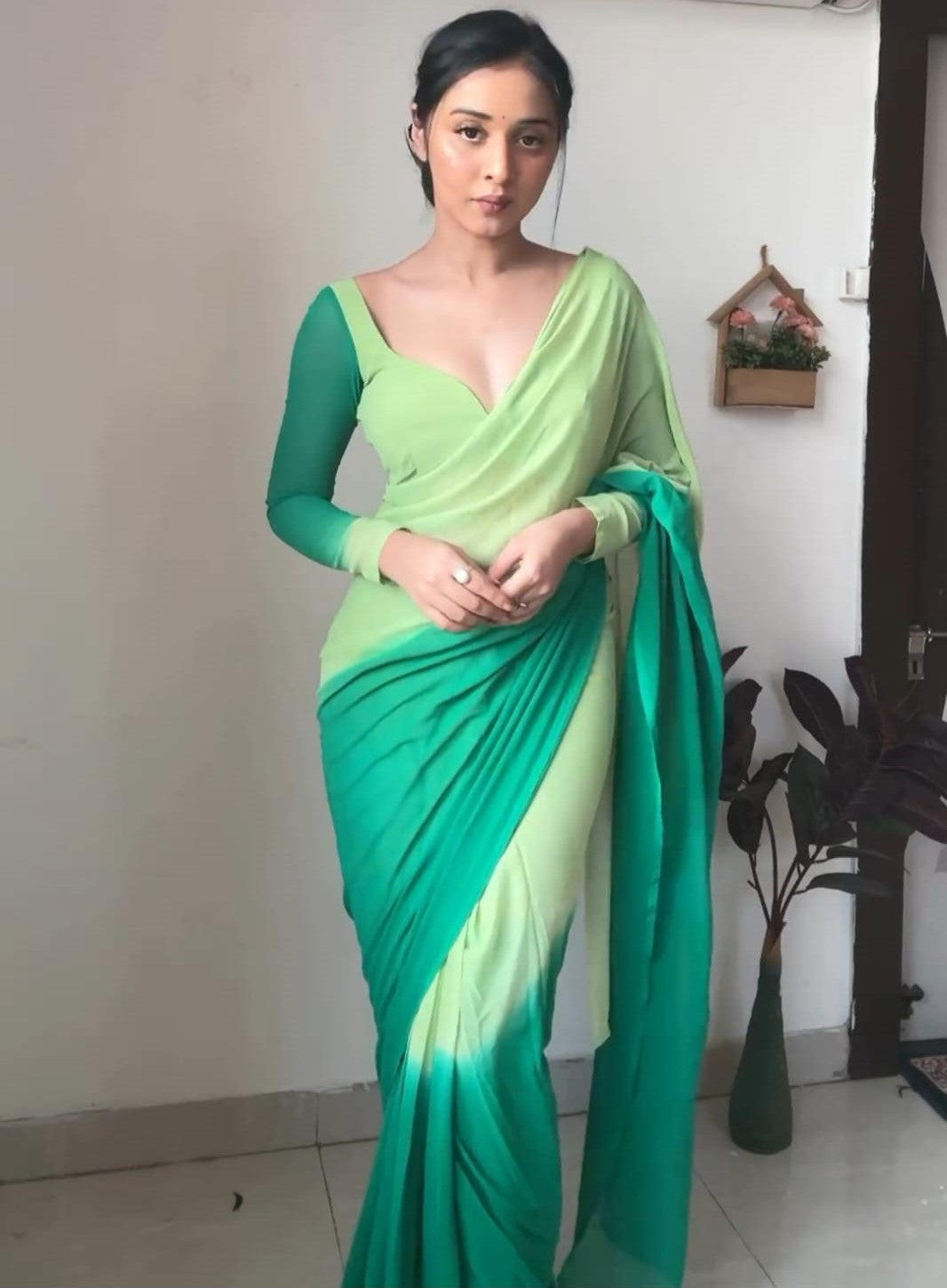 Epiphany 1-Minute Ready To Wear Multi Color Georgette Saree