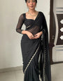 Capricious 1-Minute Ready To Wear Black Georgette Saree