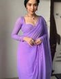 Capricious 1-Minute Ready To Wear Lavender Georgette Saree