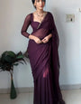 Dalliance 1-Minute Ready To Wear Purple Georgette Saree