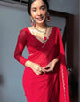 Fairytale 1-Minute Ready To Wear Red Georgette Saree