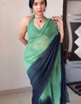 Epiphany 1-Minute Ready To Wear Green And Black Georgette Saree