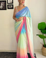 Evocative 1-Minute Ready To Wear Firozi And Pink Georgette Saree