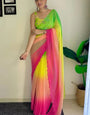 Smart 1-Minute Ready To Wear Green And Pink Georgette Saree