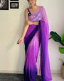 Vestigial 1-Minute Ready To Wear Purple And Blue Georgette Saree