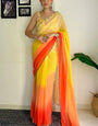 Surreptitious 1-Minute Ready To Wear Yellow And Orange Georgette Saree