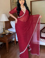 Prettiest 1-Minute Ready To Wear Maroon Georgette Saree